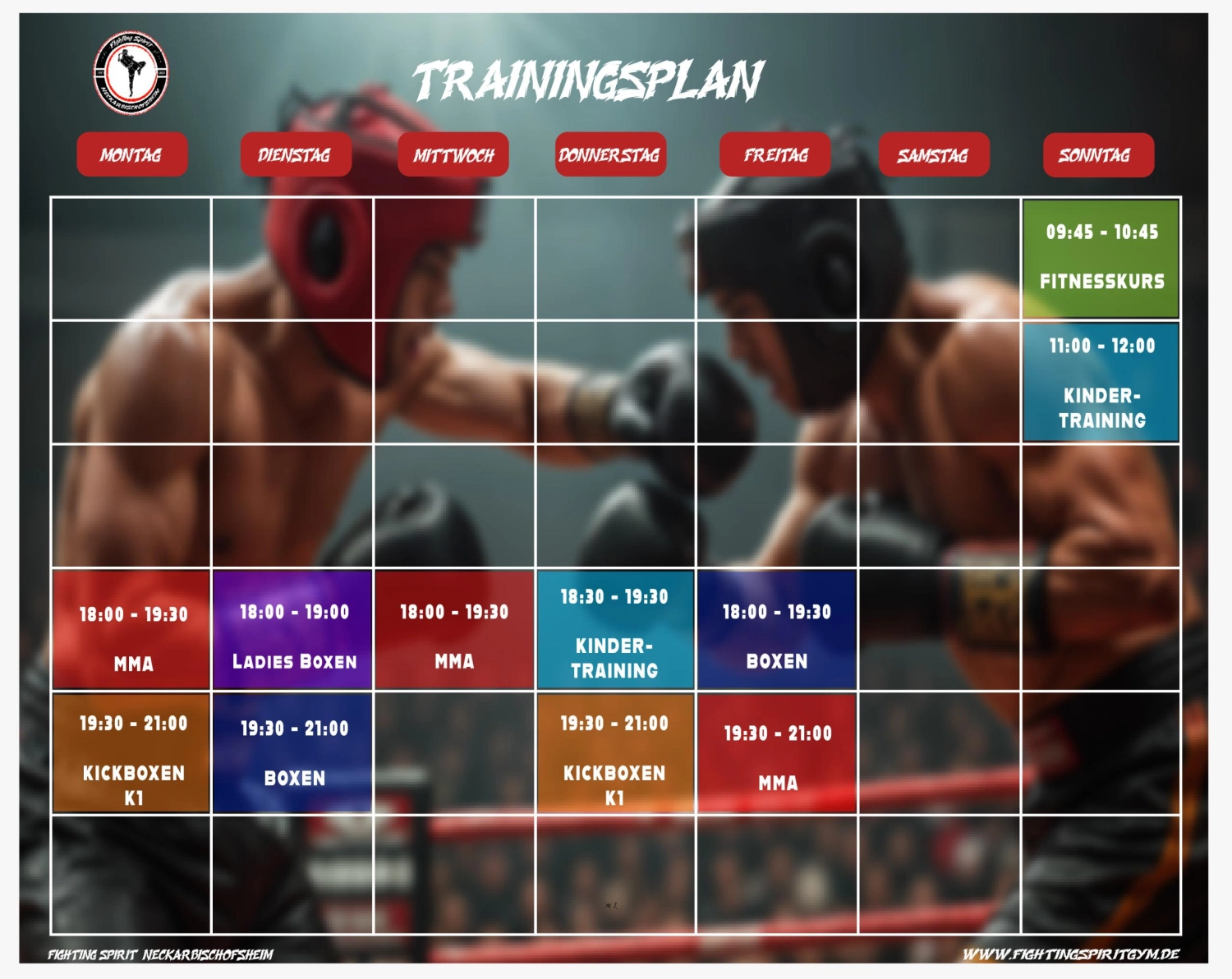 Fighting Spirit Neckarbischofsheim, TRAININGSPLAN