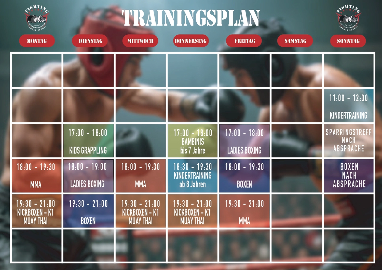 Fighting Spirit Neckarbischofsheim, TRAININGSPLAN